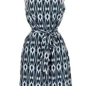 Athleta Ikat Navy and White Patterned Dress